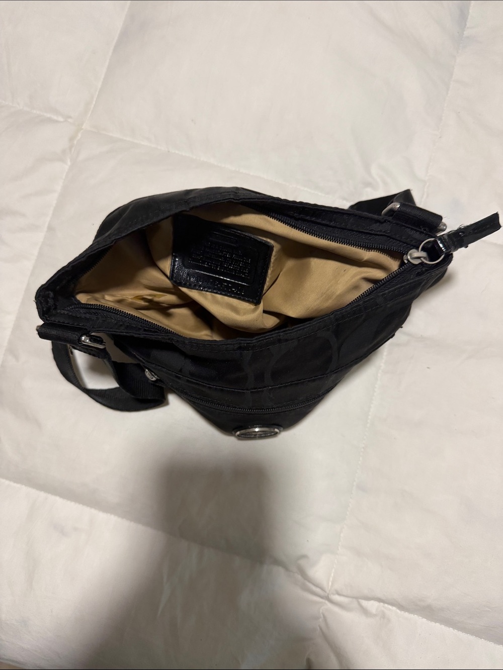 Coach Black Nylon Signature Messenger Crossbody Bag - Picture 2 of 3